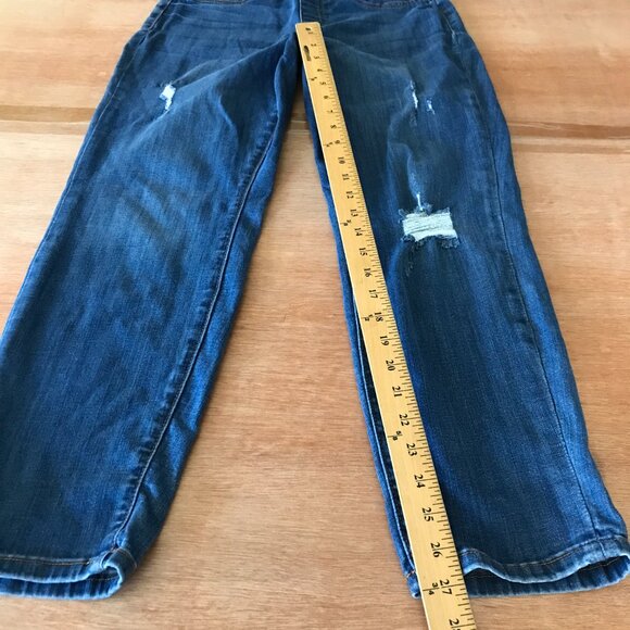 Judy Blue Boyfriend Fit Jeans Women 7/28 Blue Mid Rise Distressed Pull On 17248 - Picture 8 of 15